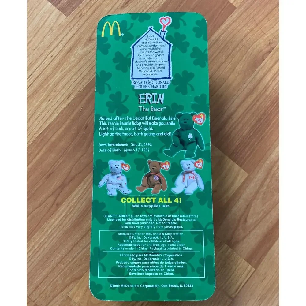 TY McDonalds Teenie Beanie‎ Baby Mini ERIN the Bear 1997